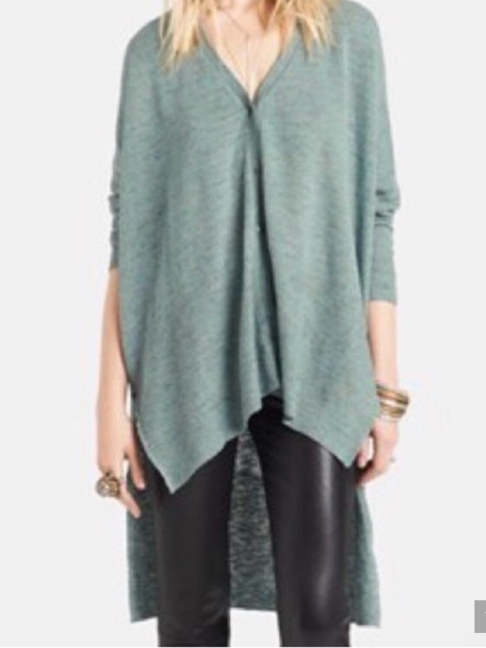 Free People TGIF Marled High Low Cardigan